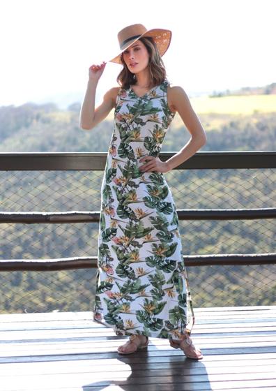 Imagem de Vestido Pau a Pique Longo Estampado Verde