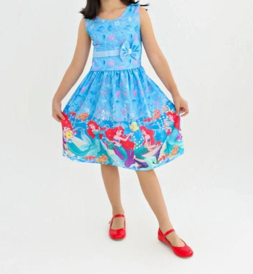 Imagem de Vestido pequema sereia  ariel temático menina infantil 2 a 3 anos