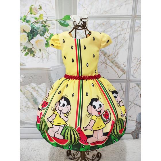 Imagem de Vestido Perola Menina Infantil Magali Amarelo Melancia