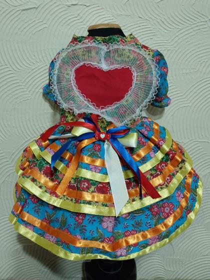 Imagem de Vestido pet festa junina colorido florido em tecido de chita
