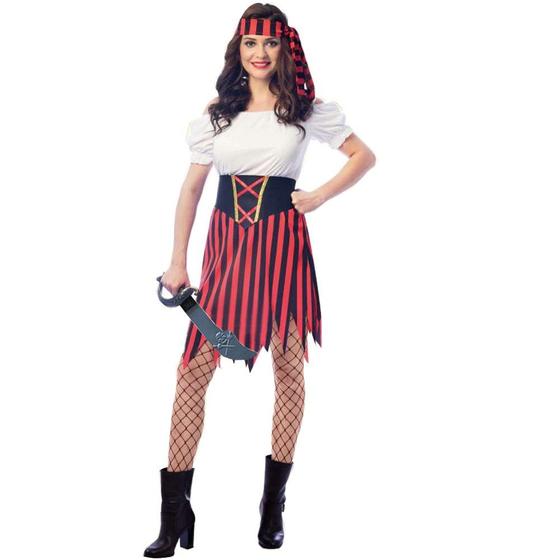 Imagem de Vestido pirata feminino Wizland com cinto e chapéu