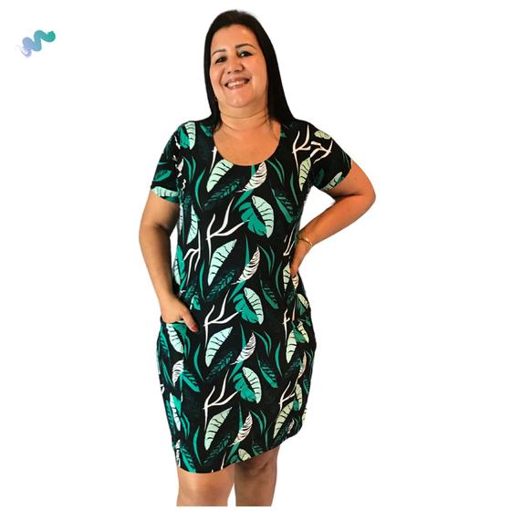 Imagem de Vestido Plus Size Com Bolso Feminino Estampado Tamanho Único