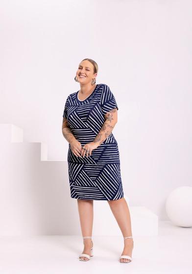 Imagem de Vestido Plus Size Com Decote Em Retilínea LUNENDER 49208