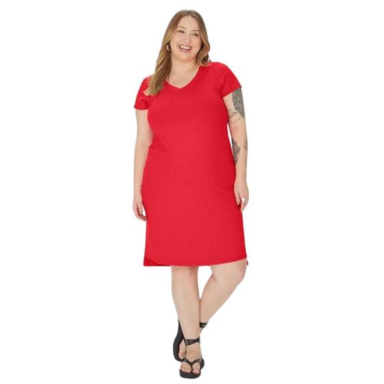 Imagem de Vestido Plus Size Curto Canelado 102902