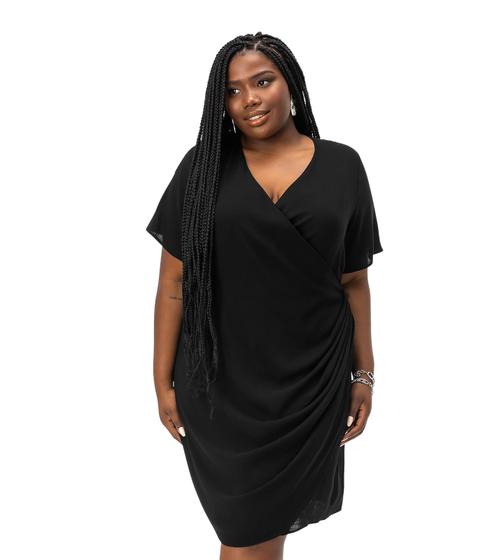 Imagem de Vestido Plus Size Em Viscose Slub Secret Glam Preto