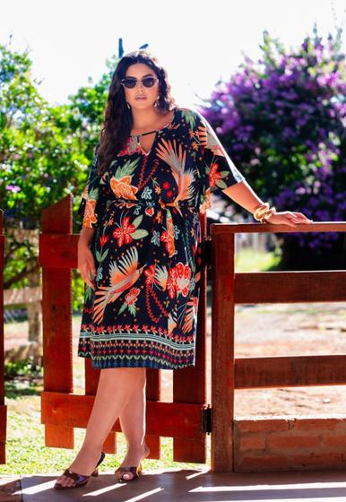 Imagem de Vestido Plus Size Estampado com Faixa