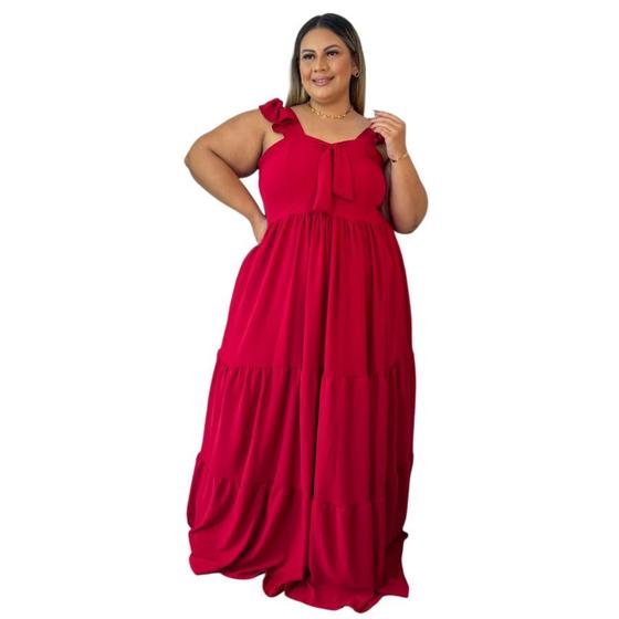 Imagem de Vestido Plus Size Feminino Longo 3 Marias Laço no Busto 0571