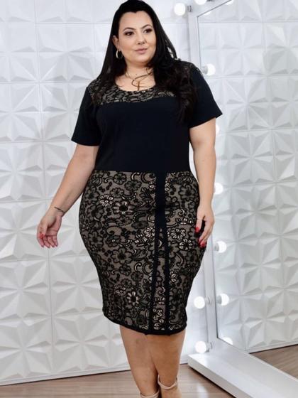 Vestido Plus Size Feminino Midi Tubinho Moda Evangelica Culto