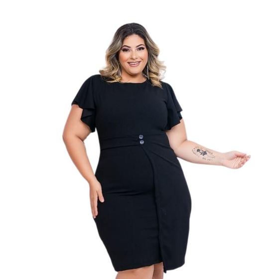 Imagem de Vestido Plus Size Feminino Moda Evangélica Justo Botão 0499