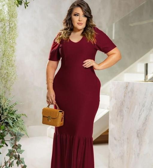 Imagem de Vestido Plus Size Fenda no babado Moda Evangélica Feminina