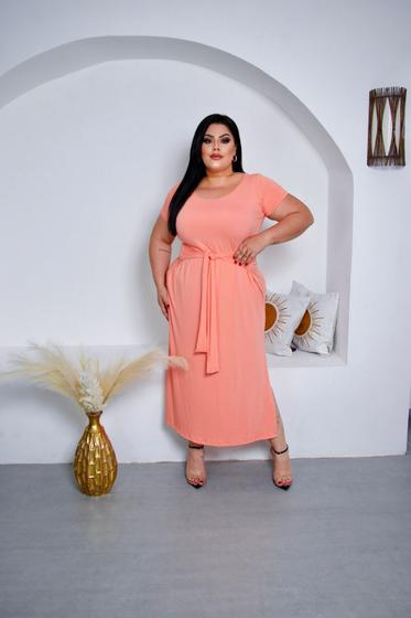 Imagem de Vestido Plus Size Longo Amarração Cintura