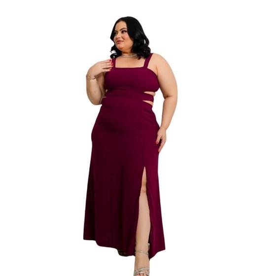 Imagem de Vestido Plus Size Longo c Fenda Alça Amarra nas Costas 0460