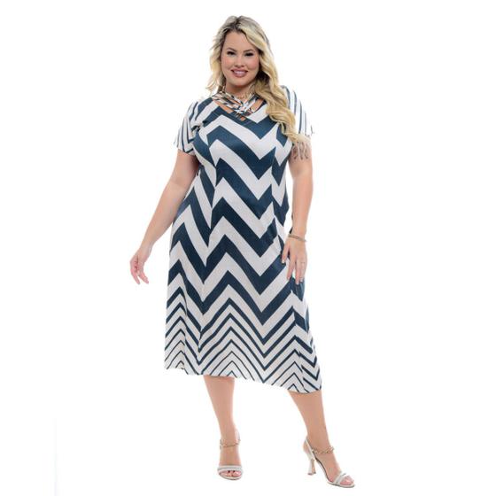 Imagem de Vestido Plus Size Midi Estampado Roupa Feminina