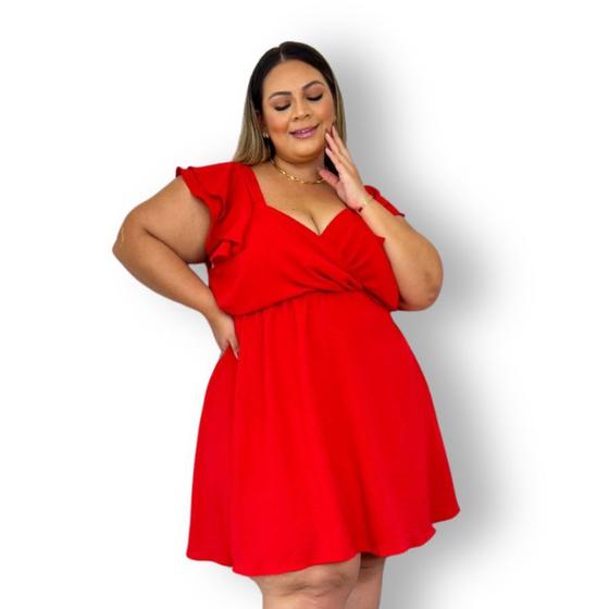 Imagem de Vestido Plus Size Rodado XGG Decote V Veste 52 ao 58 0586