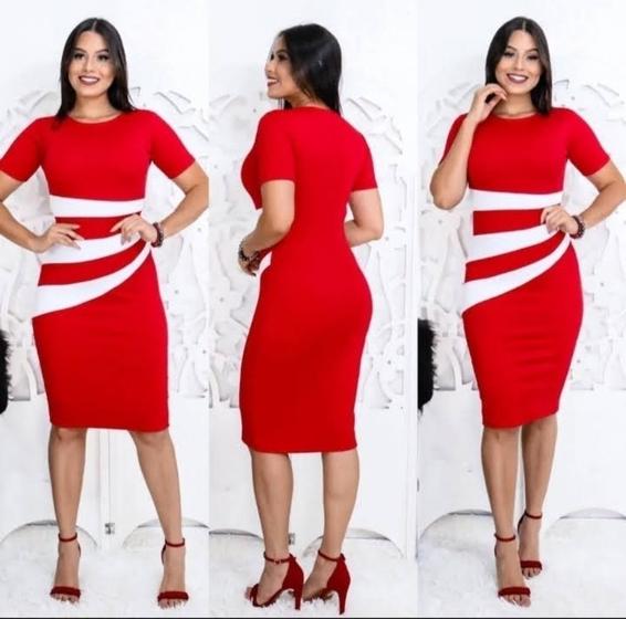 Imagem de Vestido Plus Size Três Faixas Moda Evangélica Feminina