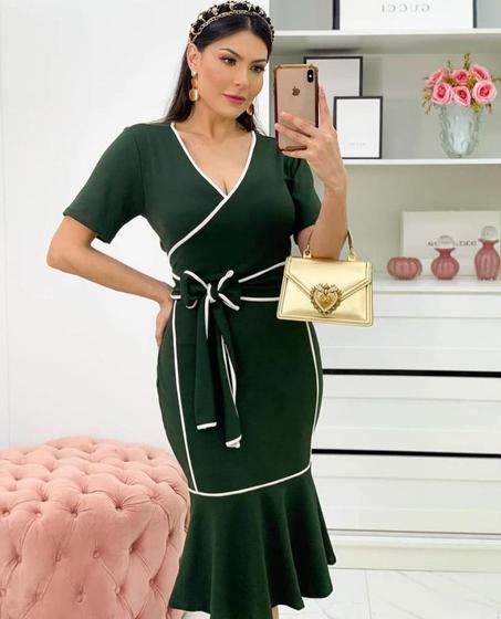 Imagem de Vestido Plus Size Viés Transpassado Moda Feminina Evangélica