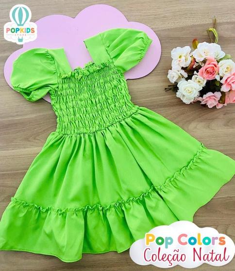 Imagem de Vestido Pop Colors Crepe Dalila Verde Neon Tam.1 Ano