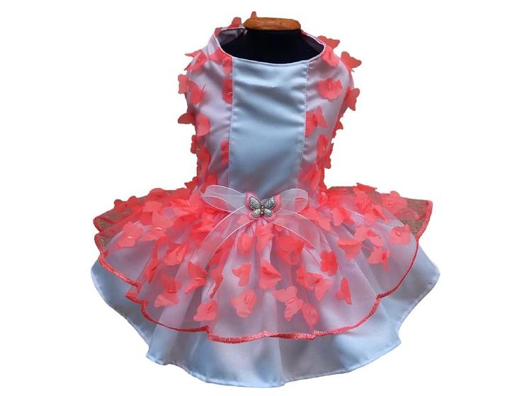 Imagem de Vestido primavera azul bebê com rosa para cachorro tam 2