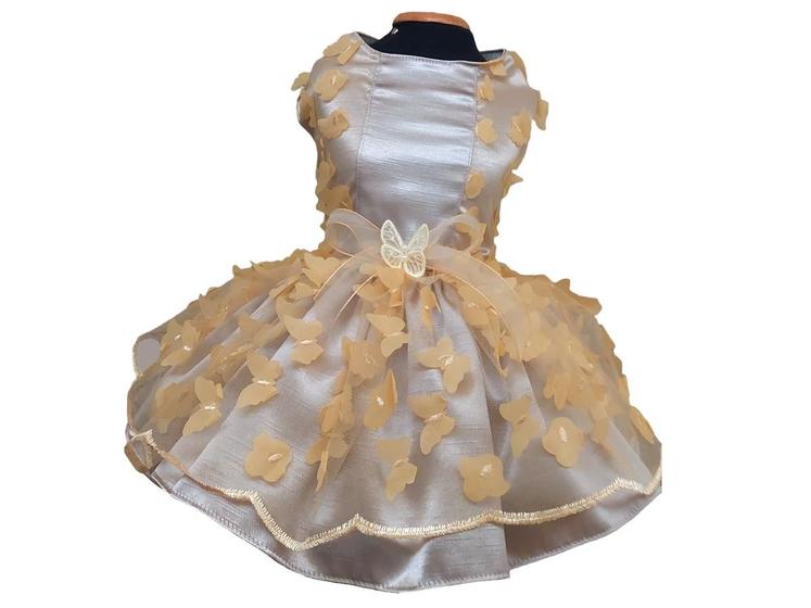 Imagem de Vestido primavera prateado com borboletas cães pet tam 8