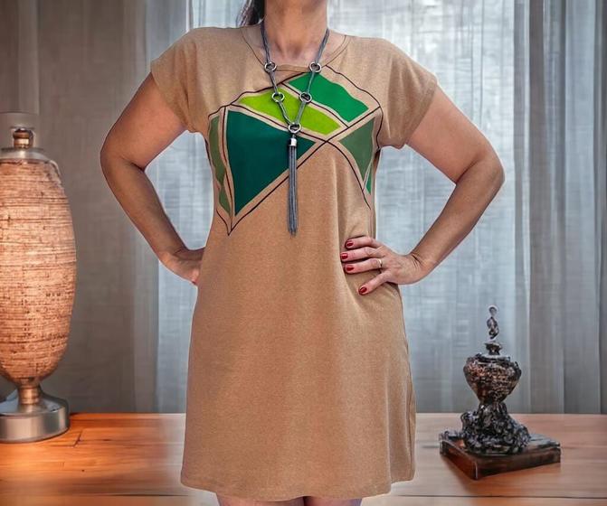 Imagem de Vestido Raglan Curto - Pintado a Mão