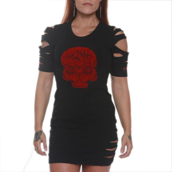 Imagem de Vestido rasgado - feminino preto - black skull - clothing (g)