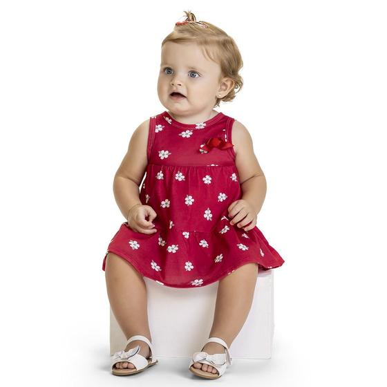 Imagem de Vestido Regata Bebê Kyly em Algodão com Body Interno - Vermelho