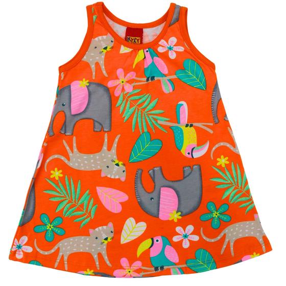 Imagem de Vestido Regata Laranja Kyly Infantil Menina Estampa Tropical