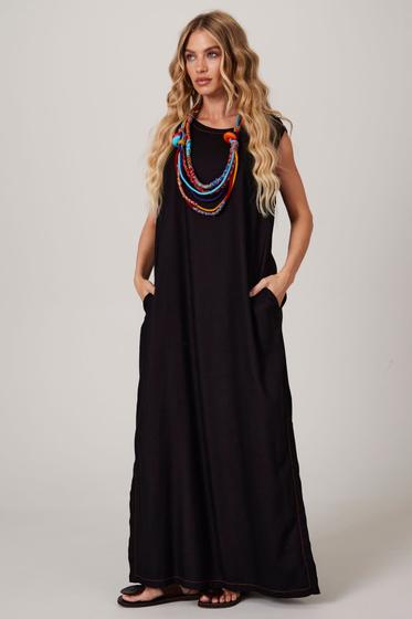 Imagem de Vestido Regata Linho Midi Preto Yacamim D10 e D11