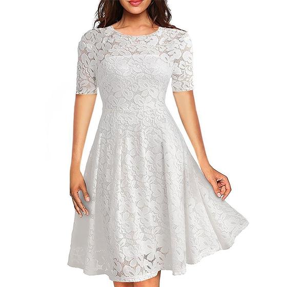 Vestido Renda Noiva Festa Casamento Civil Rodado Madrinha Menor preço em Vestido Renda Noiva Festa Casamento Civil Rodado Madrinha