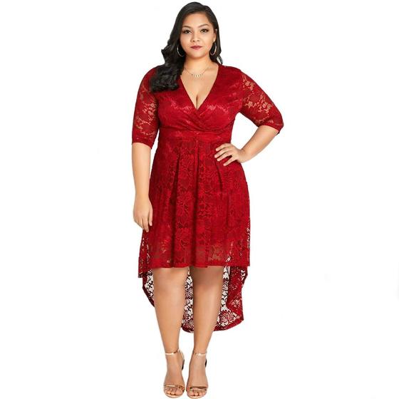 Vestido Renda Plus Size Festa Noiva Casamento Madrinha Civil Menor preço em Vestido Renda Plus Size Festa Noiva Casamento Madrinha Civil