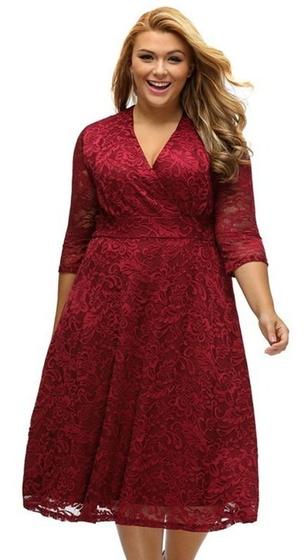 Imagem de Vestido  Renda Plus Size Madrinha Festa Moda Batizado