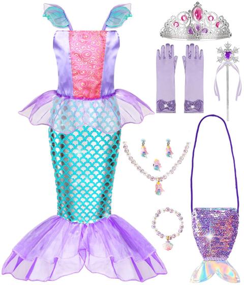 Imagem de Vestido sereia Meland para meninas com bolsa Princess 3-8 anos