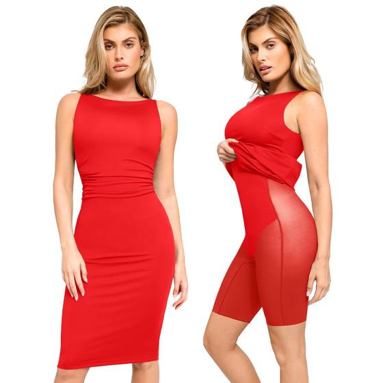 Imagem de Vestido Shapewear folheado em popilush para mulheres, casual de negócios