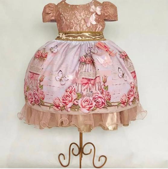 Imagem de Vestido super luxo festa infantil borboleta jardim encantado