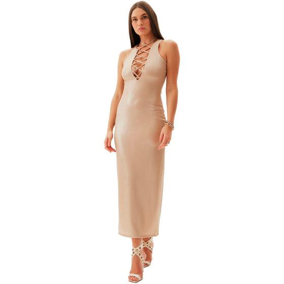 Imagem de Vestido Super Midi Easy Lança Perfume AV24 Bege Feminino