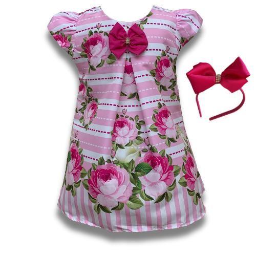 Imagem de Vestido Temático Floral Rosas Trapézio