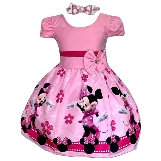 Imagem de Vestido Temático Ratinha Flores Rosa Festa