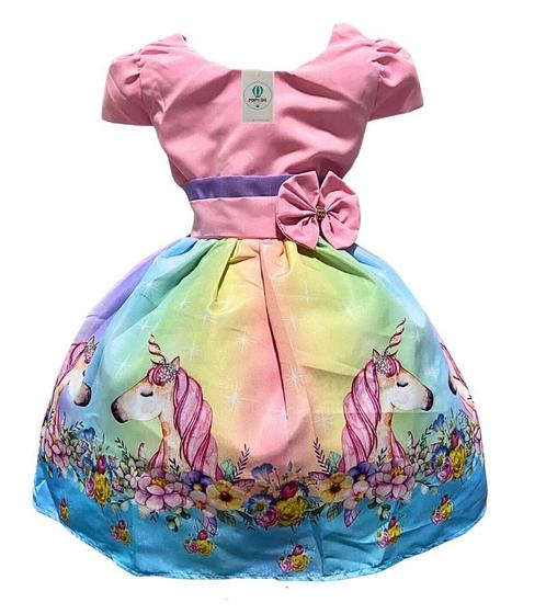 Imagem de Vestido Temático Unicórnio Novo Tam.G (6-7 Anos)