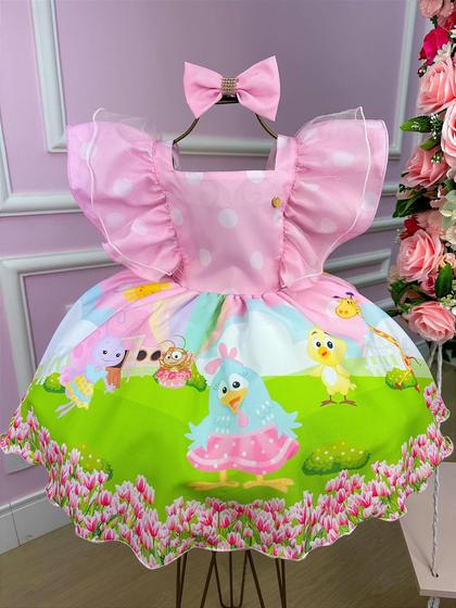 Imagem de Vestido Temáticos Kids Galinha Pintadinha Rosa Bebe