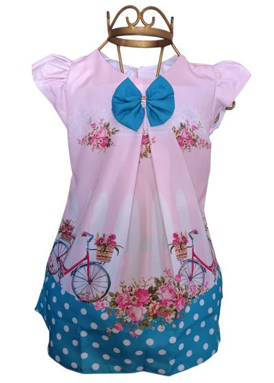 Imagem de Vestido Trapézio Temático Infantil Menina Bicicleta