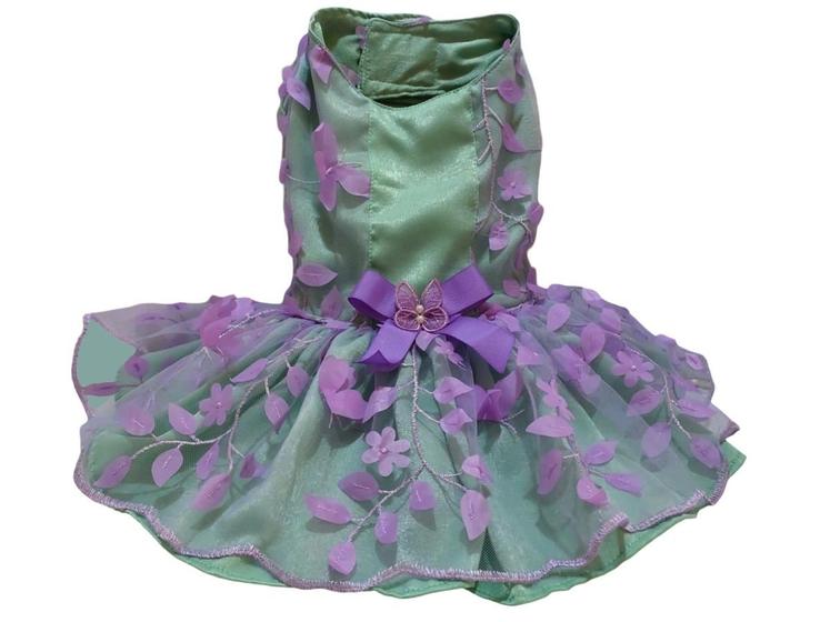 Imagem de Vestido verde água com flores para cachorro pet tam 4