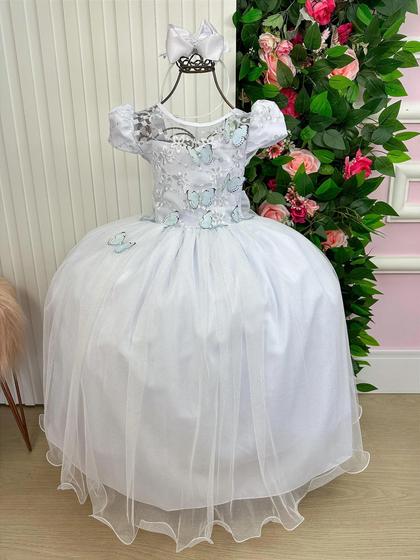 Imagem de Vestido Vila Lele Longo Jardim Encantado Borboletas Branco