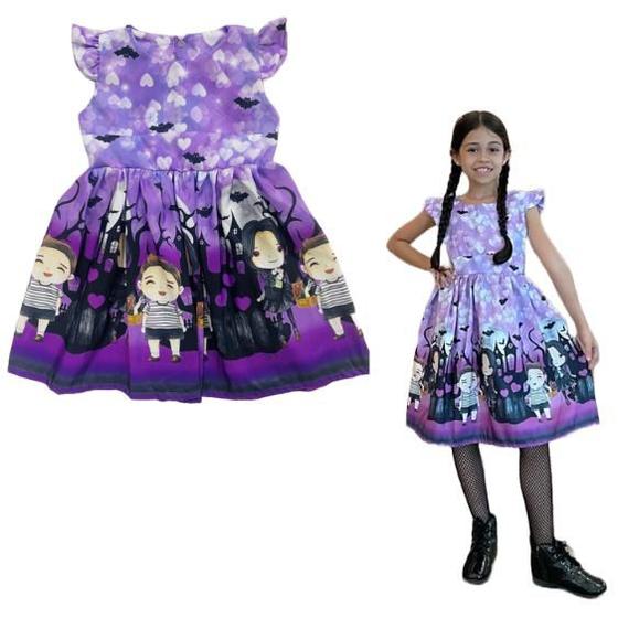 Vestido Wandinha Família Addams Infantil Vandinha 2 a 10 - Confecção ...