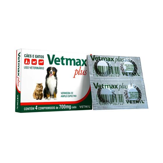 Imagem de Vetmax plus para Cães e Gatos  - 4 comprimidos 700mg VETNIL