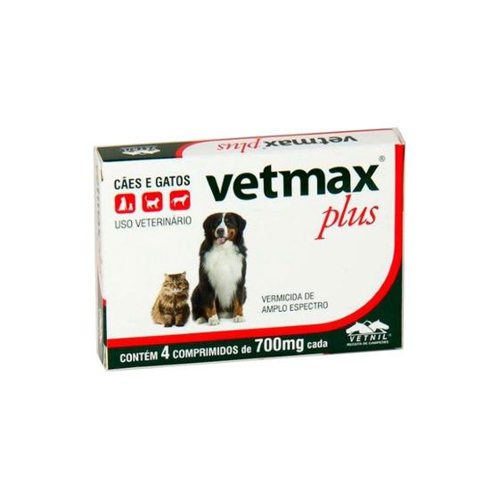 Vetmax Plus - Vermífugo Oral de Amplo Espectro para Cães e Gatos - Vetnil (4 comprimidos de 700 mg cada) - Biovet Imagem de Vetmax Plus - Vermífugo Oral de Amplo Espectro para Cães e Gatos - Vetnil (4 comprimidos de 700 mg cada)