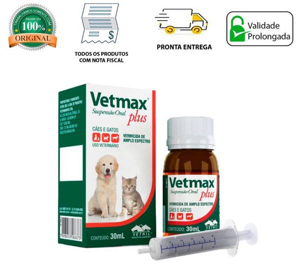 Imagem de Vetmax Plus Vermífugo Para Cães E Gatos Suspensão Oral 30ml