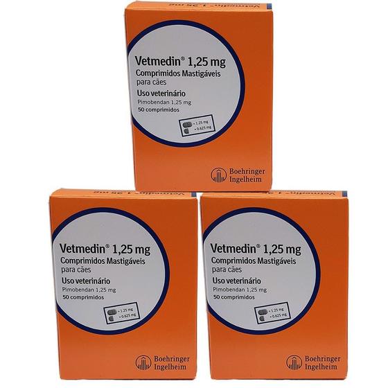 Vetmedin 1,25mg 50 comprimidos KIT 3 unid Boehringer Pimobendan