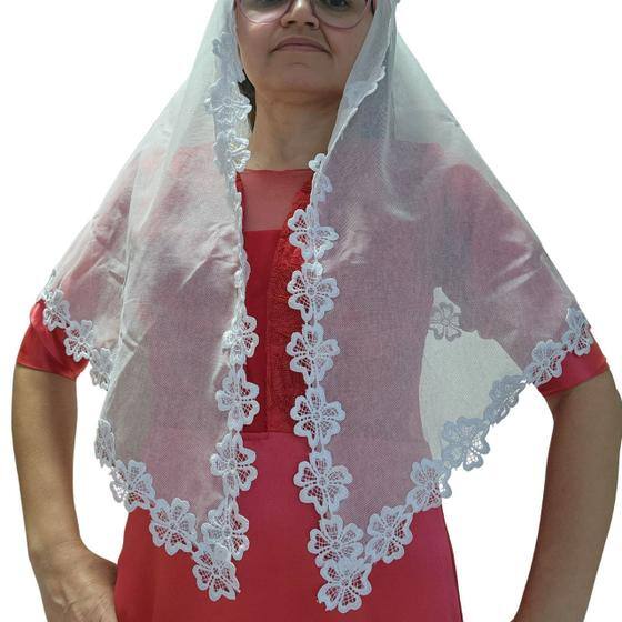 Imagem de Véu CCB Renda Estreita Flor Adulto