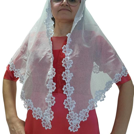Imagem de Véu CCB Renda Estreita Flor Adulto