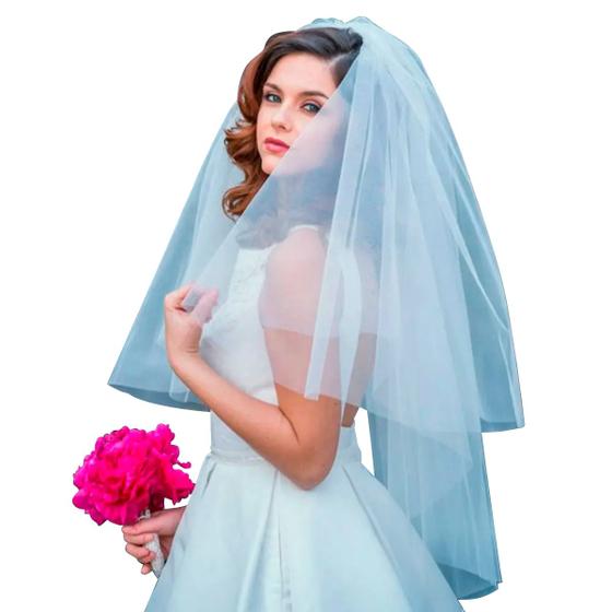 Imagem de Véu De Noiva Casamento Pente Simples Curto 75cm Barato